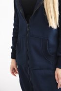 Bluza ocieplana długa z kapturem granatowa  