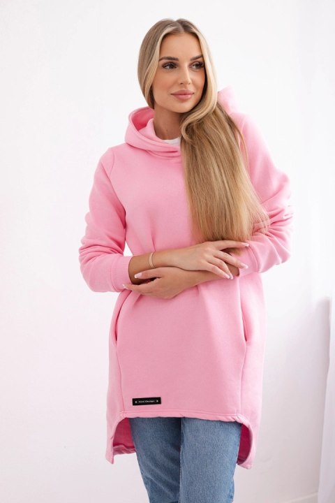 Bluza ocieplana z dłuższym tyłem jasno różowa  