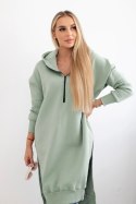 Bluza ocieplana z rozcięciami na bokach ciemno miętowa  