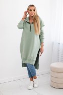 Bluza ocieplana z rozcięciami na bokach ciemno miętowa  