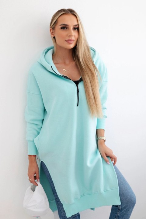 Bluza ocieplana z rozcięciami na bokach miętowa  