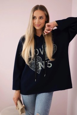 Bluza wiskozowa plus size Love granatowa  