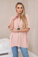 Bluzka oversize z wisiorkiem ciemny pudrowy róż  
