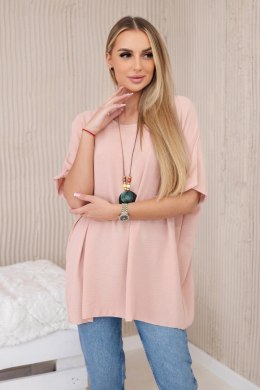 Bluzka oversize z wisiorkiem ciemny pudrowy róż  