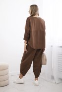 Komplet Punto Milano Winter bluza + spodnie brązowy  
