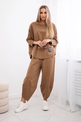 Komplet Punto Milano Winter bluza + spodnie camelowy  