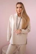 Komplet Punto Milano Winter bluza z kapturem + spodnie beżowy  