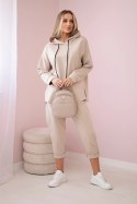 Komplet Punto Milano Winter bluza z kapturem + spodnie beżowy  