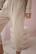 Komplet Punto Milano Winter bluza z kapturem + spodnie beżowy  