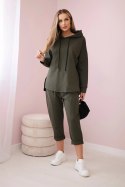 Komplet Punto Milano Winter bluza z kapturem + spodnie khaki  