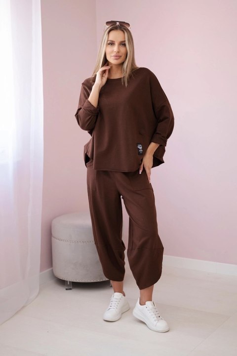 Komplet bawełniany bluza + spodnie brązowy Komplet bawełniany bluza + spodnie brązowy