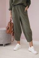 Komplet bawełniany bluza + spodnie jasny khaki  