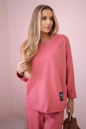 Komplet bawełniany bluza + spodnie malinowy  