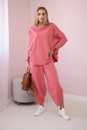 Komplet bawełniany bluza + spodnie malinowy  