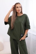 Komplet bawełniany bluzka + spodnie jasne khaki  