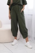 Komplet bawełniany bluzka + spodnie jasne khaki  