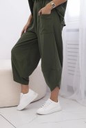 Komplet bawełniany bluzka + spodnie jasne khaki  