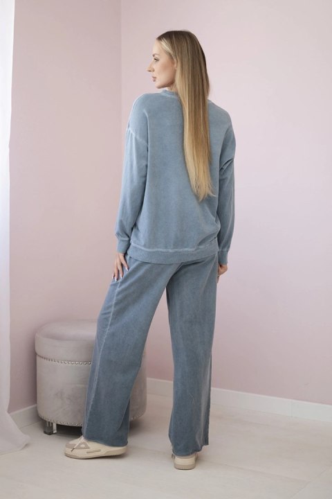 Komplet bawełniany dekatyzowany Angel bluza + spodnie jeansowy  