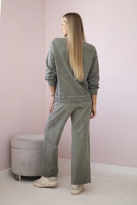 Komplet bawełniany dekatyzowany Angel bluza + spodnie khaki  