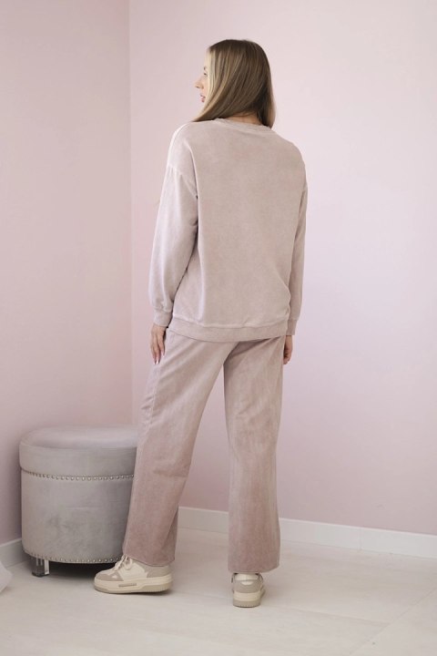 Komplet bawełniany dekatyzowany Angel bluza + spodnie pudrowy róż  