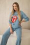 Komplet bawełniany dekatyzowany z nadrukiem bluza + spodnie jeansowy  