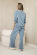 Komplet bawełniany dekatyzowany z nadrukiem bluza + spodnie jeansowy  