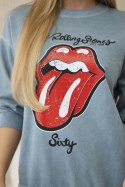 Komplet bawełniany dekatyzowany z nadrukiem bluza + spodnie jeansowy  
