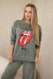 Komplet bawełniany dekatyzowany z nadrukiem bluza + spodnie khaki  