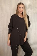 Komplet bawełniany oversize bluza + spodnie brązowy  