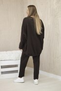 Komplet bawełniany oversize bluza + spodnie brązowy  