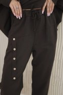 Komplet bawełniany oversize bluza + spodnie brązowy  