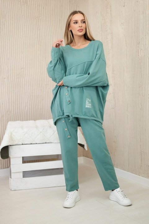 Komplet bawełniany oversize bluza + spodnie ciemny miętowy Komplet bawełniany oversize bluza + spodnie ciemny miętowy