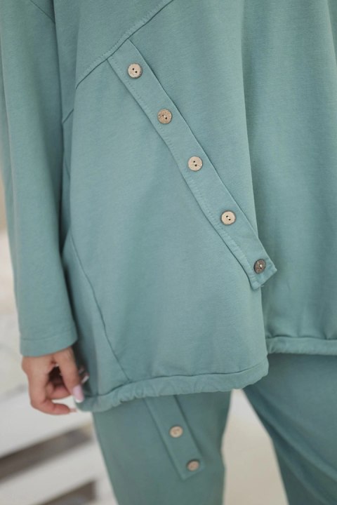 Komplet bawełniany oversize bluza + spodnie ciemny miętowy Komplet bawełniany oversize bluza + spodnie ciemny miętowy
