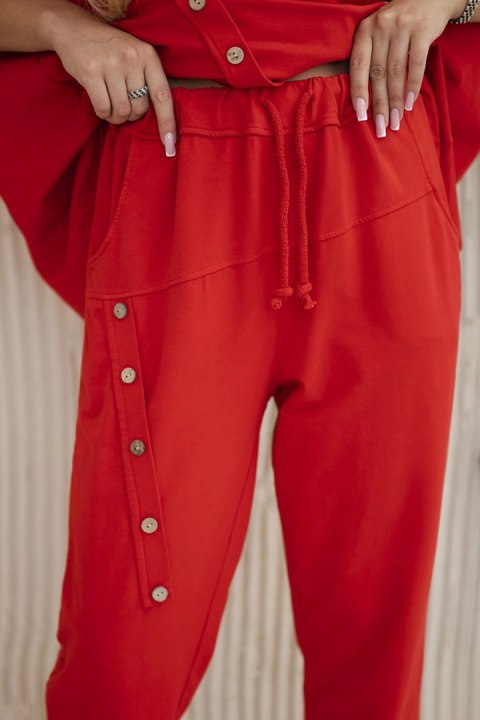 Komplet bawełniany oversize bluza + spodnie czerwony Komplet bawełniany oversize bluza + spodnie czerwony