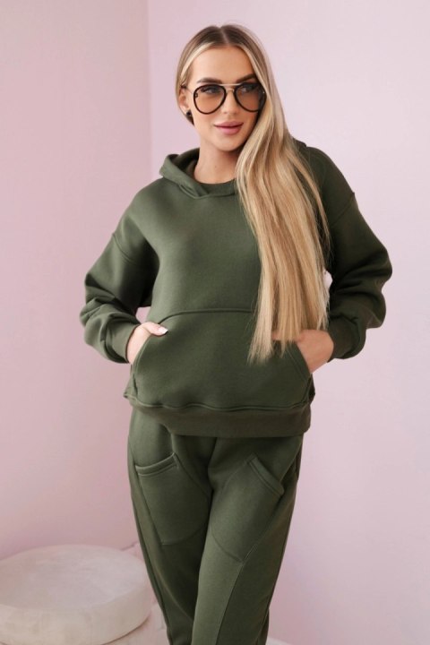 Komplet ocieplany bluza + spodnie khaki  