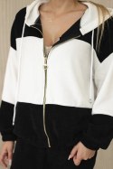 Komplet prążkowany welur bluza + spodnie czarny  