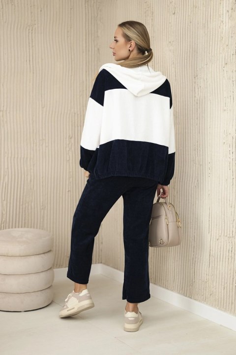 Komplet prążkowany welur bluza + spodnie granatowy Komplet prążkowany welur bluza + spodnie granatowy