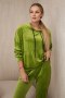 Komplet welurowy bluza kangurka + spodnie kiwi  