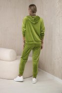 Komplet welurowy bluza kangurka + spodnie kiwi  