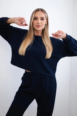 Komplet z wiskozy Amour bluza + spodnie granatowy  