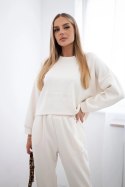 Komplet z wiskozy Amour bluza + spodnie jasny beżowy  