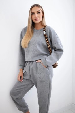 Komplet z wiskozy Amour bluza + spodnie szary  
