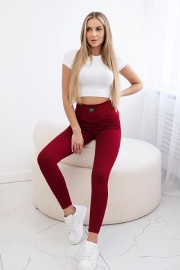 Legginsy prążkowane bordowe  