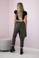 Spodnie Punto Milano Winter z ozdobnym suwakiem khaki  