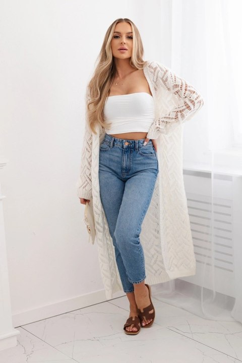 Sweter długi kardigan Super KID Moher ecru Sweter długi kardigan Super KID Moher ecru