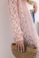 Sweter długi kardigan Super KID Moher jasny pudrowy róż  