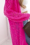Sweter długi kardigan Super KID Moher różowy neon  