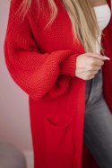 Sweter długi kardigan czerwony  