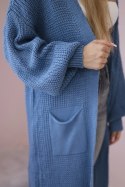 Sweter długi kardigan jeansowy  