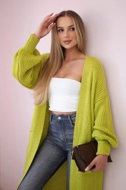 Sweter długi kardigan pistacjowy  